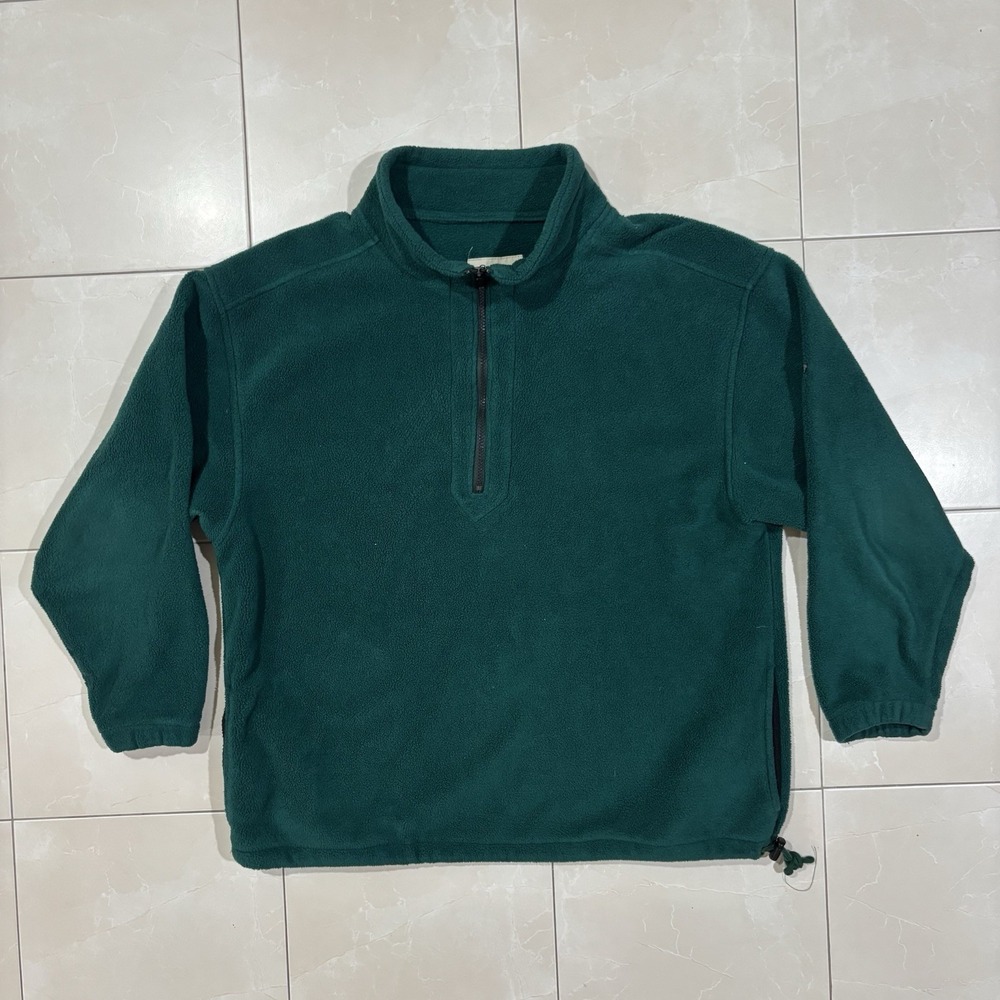 Vintage 90s Eddie Bauer Fleece Pullover Men M Green 1/4 Zip USA Gorpcore Hiking
